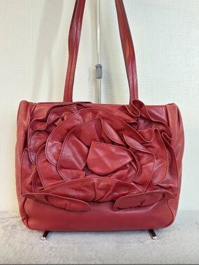Yves Saint Laurent Rive Gauche Nadja Leather Tote Bag, Red